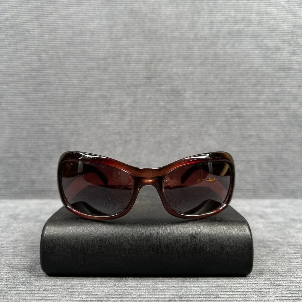 Maui Jim MJ 134-07 y2k Sunglasses Dark Tortoise Rectangle Wrap Made Italy vtg